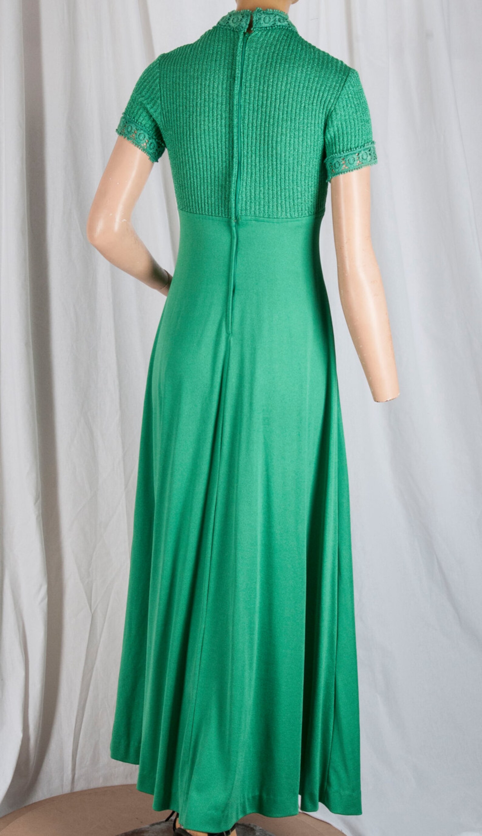 1970s Emerald Green Knit Dress. Feminine Full Length Etsy