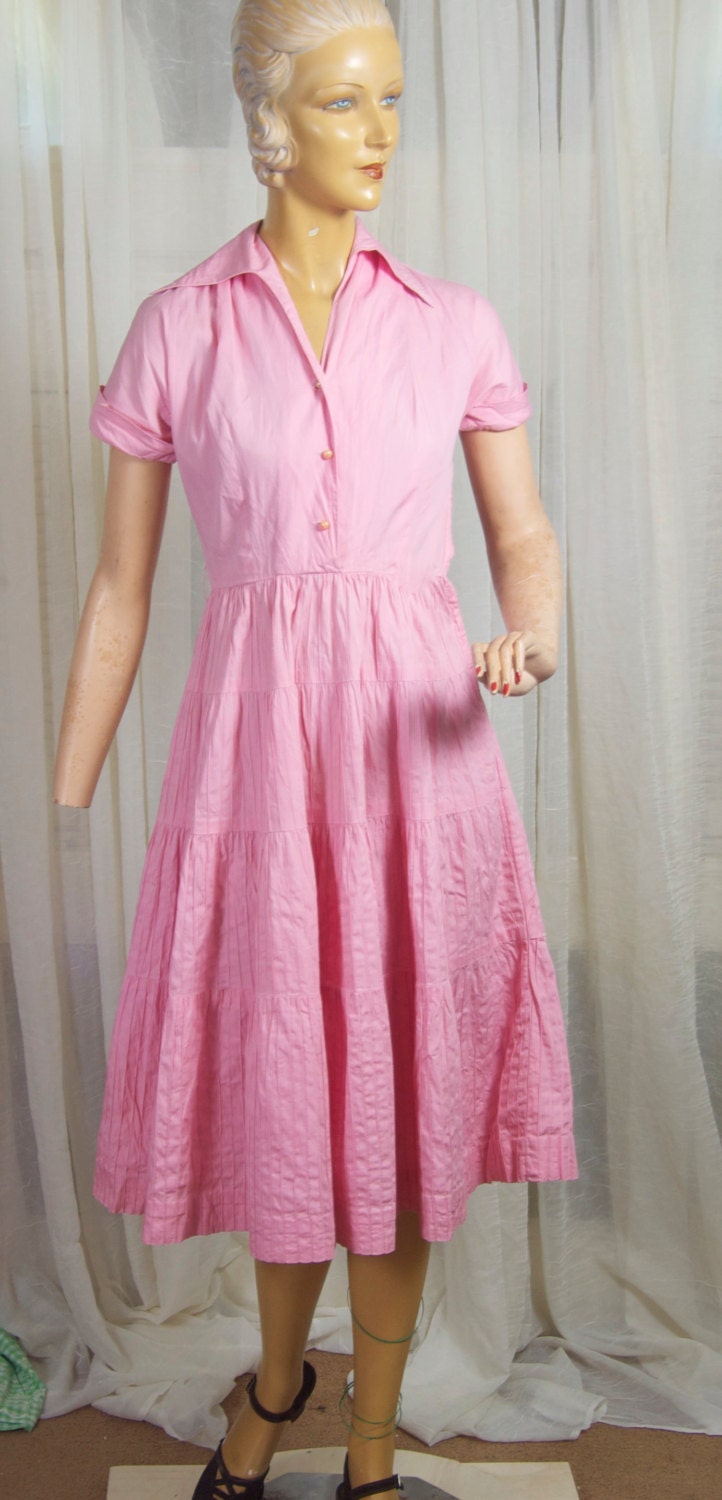 Jonathan Logan 1950's Pink Cotton 4 Tiered Dress With Faux - Etsy
