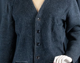 mens vintage wool cardigan, 1940s, lined, made in Germany. Unisex