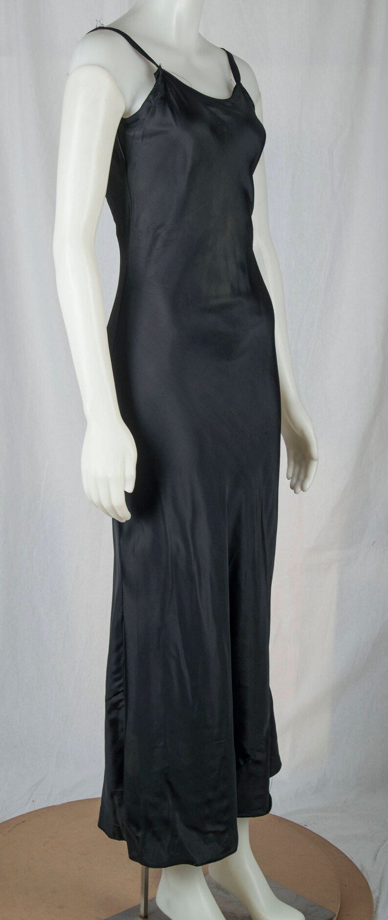 Full length black satin bias cut slip. 1970s. sexy classic Etsy