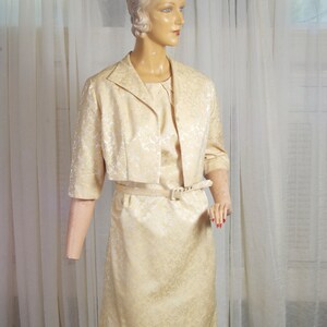 1960s Pale Gold Damask Sheath Dress and Bolero Jacket. Classy - Etsy