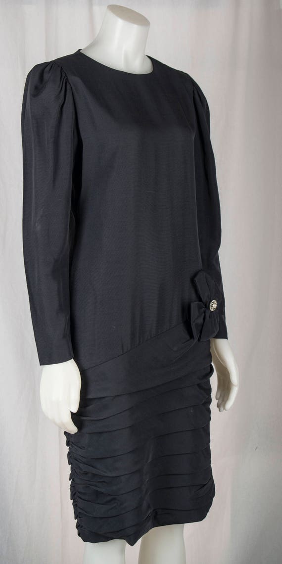 1960s Black Crepe dress. Rimini, flapper style, B… - image 2