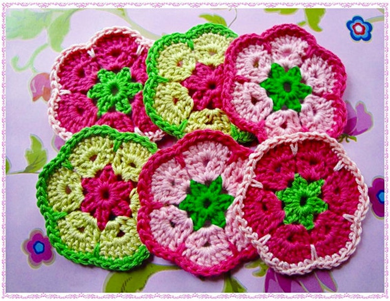 Sweet African Flower Square Crochet Pattern image 1