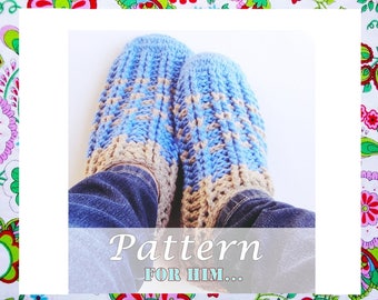 Cozy Man Crochet Slippers Pattern-Adult Sizes