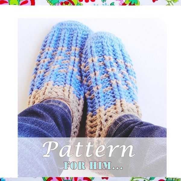 Cozy Man Crochet Slippers Pattern-Adult Sizes