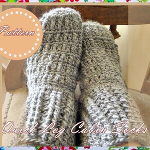 Quick Log Cabin Socks  Crochet Pattern- Unisex Adult Sizes