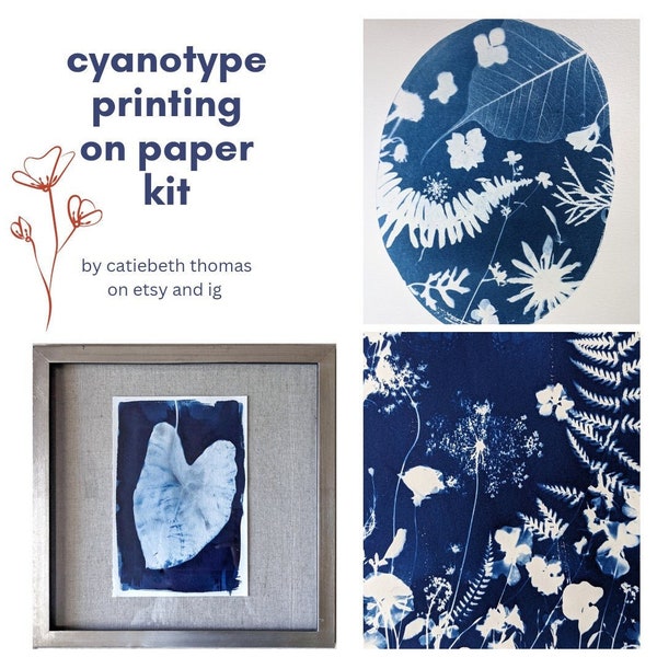 Cyanotype Kit, Solar Printing with Plants, Ferns, Flowers, Watercolor paper 9x12, 7x10, 6x9, 5x7 Multiple Sizes DIY, Home, Kids