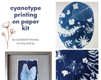 Cyanotype Kit, Solar Printing with Plants, Ferns, Flowers, Watercolor paper 9x12, 7x10, 6x9, 5x7 Multiple Sizes DIY, Home, Kids