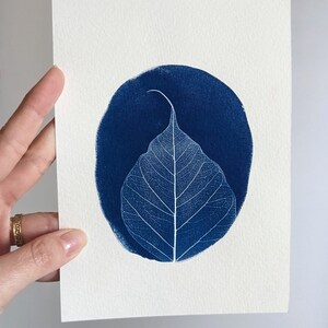 Solar Postkarten Set, 12 x 7 Zoll, innen leer, Original Blue Nature Print, Cyanotypie Karte, blaue & weiße Pflanzen