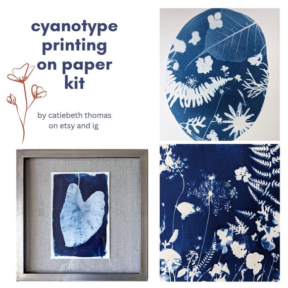 Cyanotype Kit, Solar Printing With Plants, Ferns, Flowers, Watercolor Paper  9x12, 7x10, 6x9, 5x7 Multiple Sizes DIY, Home, Kids 