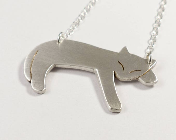 Silver Cat Necklace - Silver Cat Jewelry - Cat Pendant - Animal Necklace - Animal Lover Gift - Pet Jewellery - Cat Lover Gift for Her