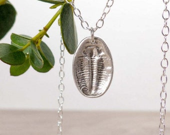 Silver Trilobite Fossil Pendant - Silver Fossil Necklace - Insect Jewellery - Palaeontology Necklace - Birthday Gift - Fossil Jewellery