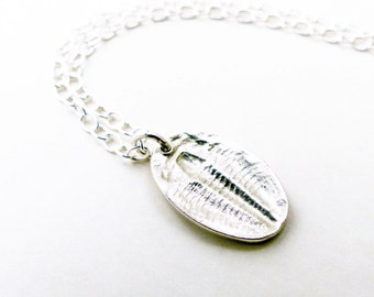 Silver Trilobite Fossil Pendant - Mens Gift - Silver Fossil Necklace - Insect Jewellery - Palaeontology Necklace - Fossil Jewellery