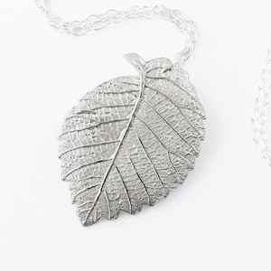 Silver Leaf Necklace - Botanical Jewellery - Leaf Pendant Necklace - Statement Necklace - Nature Necklace - Woodland Jewellery Autumn Leaves