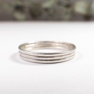 Skinny Silver Ring Set - Stacking Rings - Thin Silver Band Ring - Stackable Rings - Multi Band Ring - Hammered Silver Ring