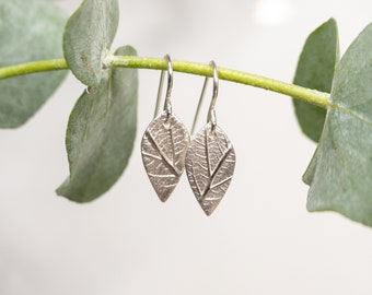 Silver Leaf Earrings - Silver Nature Jewelry - Delicate Earrings - Fine Silver Drop Earrings - Bridal Jewellery - Delicate Jewelry