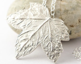 Silver Leaf Necklace - Woodland Jewellery - Leaf Pendant Necklace - Botanical Jewellery - Nature Necklace - Autumn Leaves - Holiday Gifts