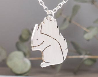 Silver Squirrel Necklace - Squirrel Jewelry - Woodland Animals Jewelry - Animal Lover Gift - Birthday Gift for Her - Woodland Creature