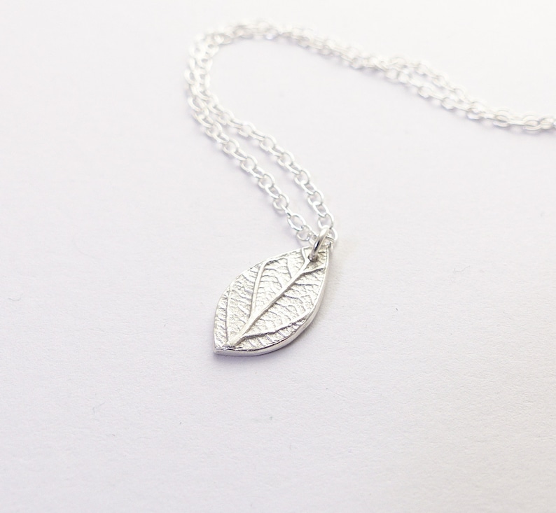 Simple Silver Necklace Leaf Necklace Silver Leaf Pendant Delicate Necklace Dainty Necklace Cute Necklace Birthday Gift for Her image 2