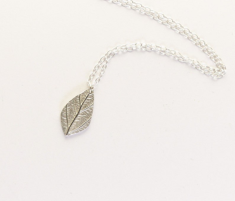 Simple Silver Necklace Leaf Necklace Silver Leaf Pendant Delicate Necklace Dainty Necklace Cute Necklace Birthday Gift for Her image 3