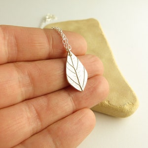 Simple Silver Necklace Leaf Necklace Silver Leaf Pendant Delicate Necklace Dainty Necklace Cute Necklace Birthday Gift for Her image 4