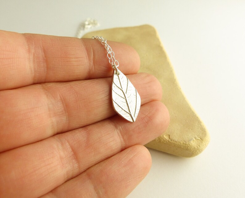 Simple Silver Necklace Leaf Necklace Silver Leaf Pendant Delicate Necklace Dainty Necklace Cute Necklace Birthday Gift for Her image 4