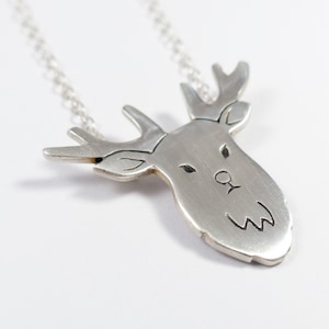 Silver Stag Necklace - Animal Jewelry - Antler Necklace - Scottish Jewellery Gifts - Animal Necklace - Deer Necklace - Woodland Animals
