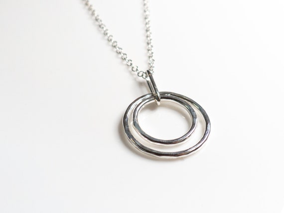 Circle Pendant Necklace Hammered Texture Sterling Silver Circle Pendant Necklace Hammered Texture Sterling Silver