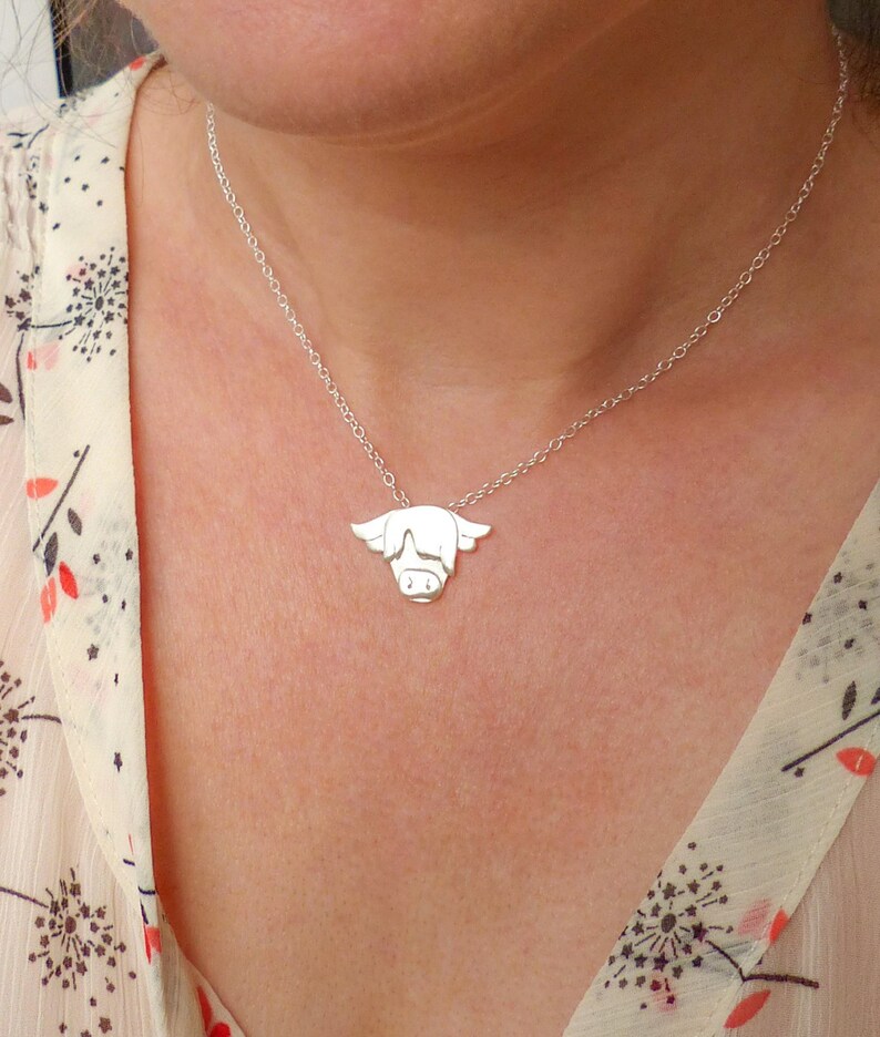 Highland Cow Animal Necklace Scottish Jewellery Scottish Necklace Highland Cattle Nature Necklace Animal Jewellery image 4