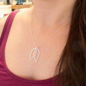Sterling Silver Leaf Necklace - Hammered Silver Necklace - Leaf Jewelry - Nature Necklace - Silver Leaf Pendant - Sterling Silver Necklace