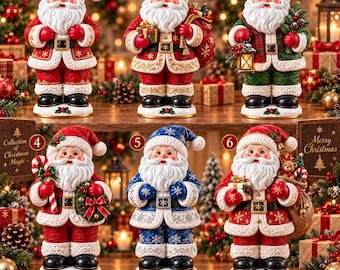 Santa Christmas Decor, Wooden Santa Block, Christmas Shelf Sitter, Santa Claus Figurine, Holiday Mantel Tabletop Decor