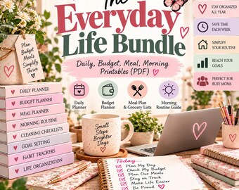 Pacchetto Vita Quotidiana / Schede stampabili per la giornata, il budget, i pasti e la mattina (PDF)