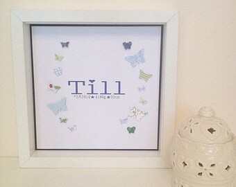 Gift for birth, baptism, birthday, engagement, stars, butterfly, baby