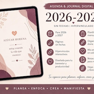 Agenda Digital Interactiva 2026–2027 | Planner Digital Sin Fechas | Agenda PDF con Hipervínculos | Organizador Digital