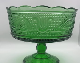 Ciotola da cocktail vintage E.O. Brody in vetro verde smeraldo con piedistallo – Modello M6000