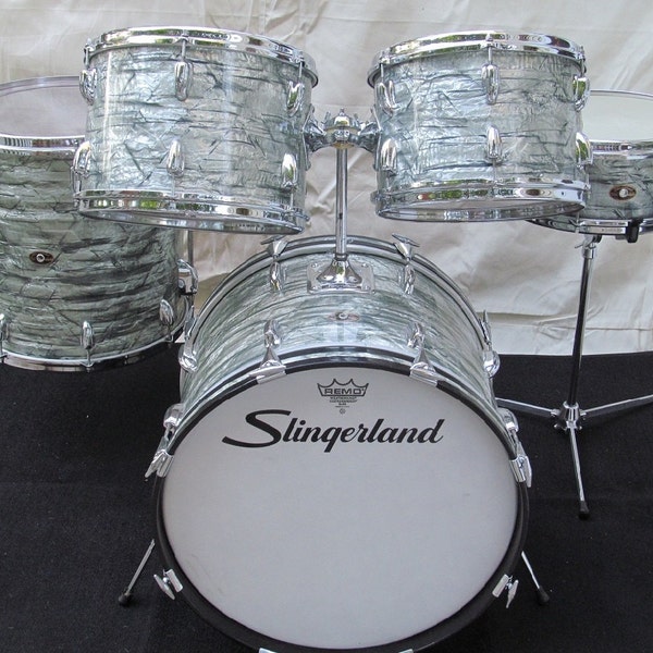 RESERVED - Slingerland 1960s 5-piece Drum Set (Light Blue Pearl)