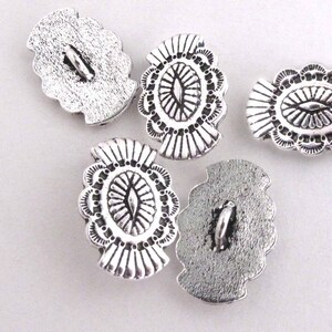 Southwestern Concho Pewter Shank Buttons, TierraCast Buttons, Button Clasp for Leather Bracelet or Necklace, Antiqued Silver 3 or 6 pcs image 2