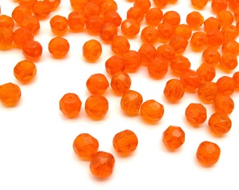 Hyacinth Orange 6mm Czech Glass Beads Halloween Glass Beads Fire Polished Round Glass Faceted Beads for Jewelry Making, Loose 50 100 600 pcs