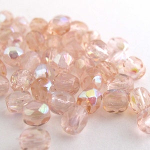 Pink A/B 4mm Czech Glass Beads Fire Polished Aurora Borealis Round Glass Faceted Beads, Loose Beads 50 100 600 pieces image 5