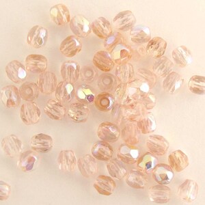 Pink A/B 4mm Czech Glass Beads Fire Polished Aurora Borealis Round Glass Faceted Beads, Loose Beads 50 100 600 pieces image 6