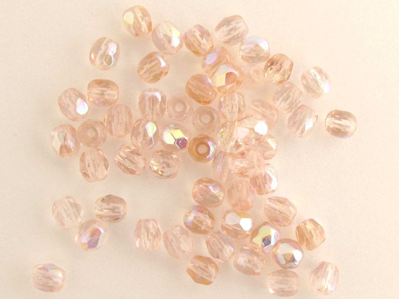 Pink A/B 4mm Czech Glass Beads Fire Polished Aurora Borealis Round Glass Faceted Beads, Loose Beads 50 100 600 pieces image 6