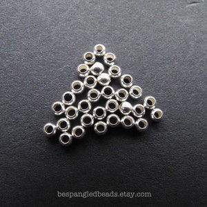50 Sterling Silver 2mm or 2.5 mm Tiny Round Spacer Beads, .9 1.2mm hole image 2
