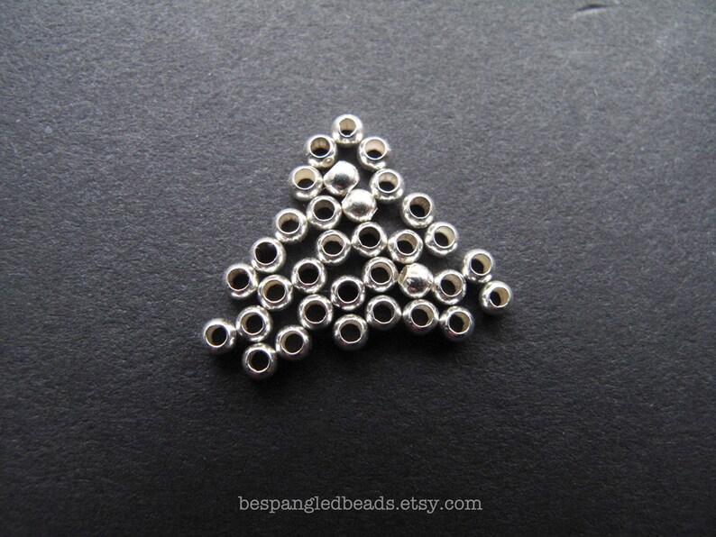 50 Sterling Silver 2mm or 2.5 mm Tiny Round Spacer Beads, .9 1.2mm hole image 2