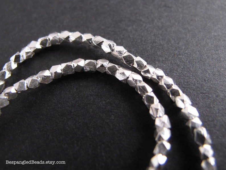 Silver Nugget Beads, Fine Silver Karen Hill Tribe 1mm, 1.5 mm, or 1.8mm Facet Spacer Beads 3 or 6 inches image 4