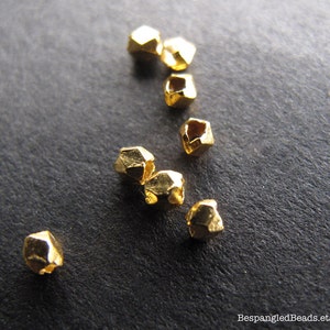 Gold Nugget Beads, Vermeil Style 1 2 mm Facet Spacer Beads, .8 .9mm hole 3 or 6 inches image 4