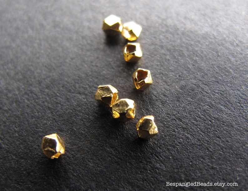 Gold Nugget Beads, Vermeil Style 1 2 mm Facet Spacer Beads, .8 .9mm hole 3 or 6 inches image 4