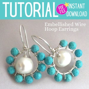 Wire Wrap Tutorial Circle Halo Hoop Earrings, PDF Tutorial, Jewelry Making Instructional How-To image 1