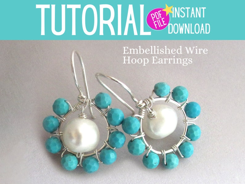 Wire Wrap Tutorial Circle Halo Hoop Earrings, PDF Tutorial, Jewelry Making Instructional How-To image 1