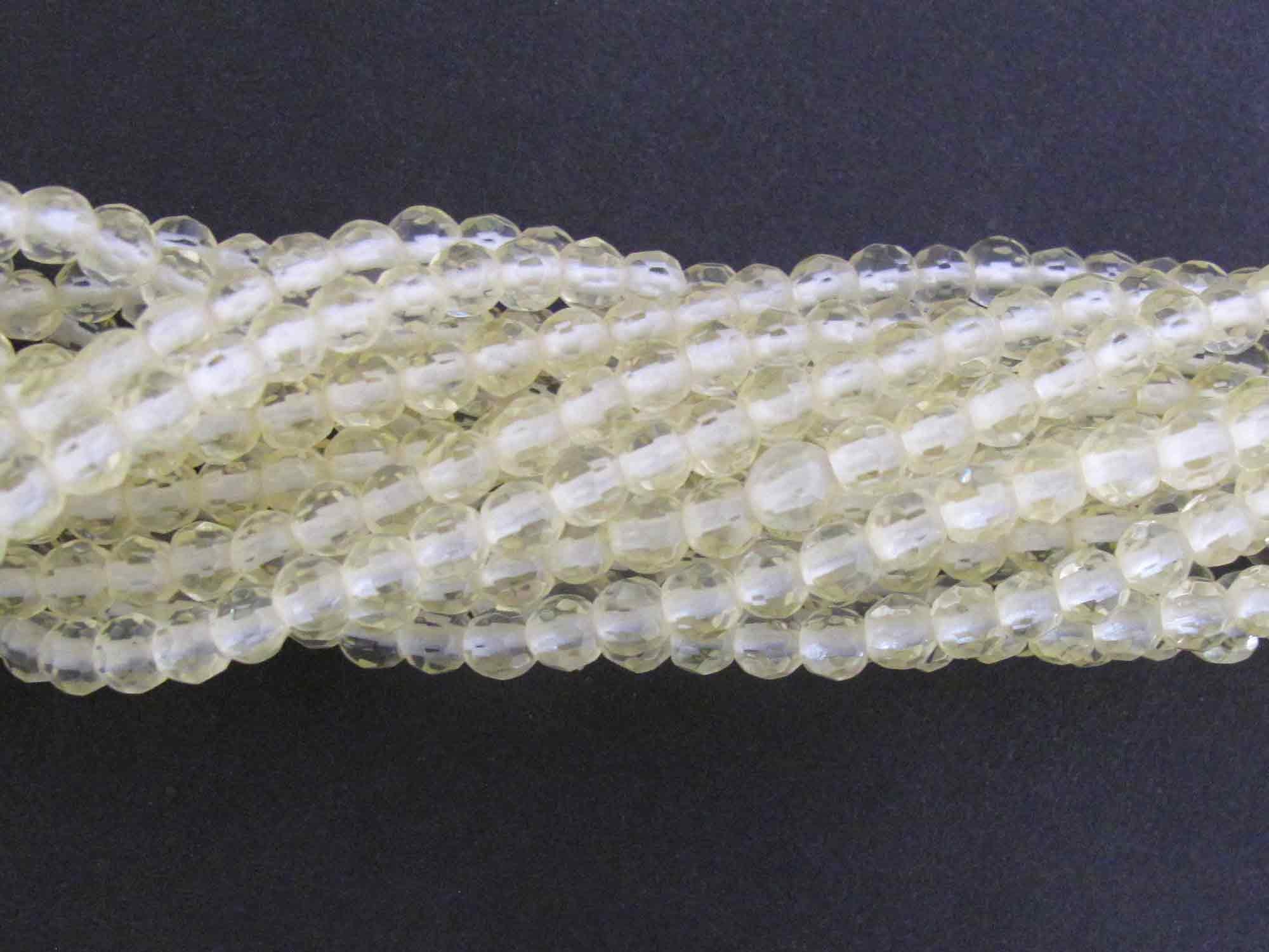Light Yellow Jonquil 4mm Faceted Glass Beads - Pale Yellow
