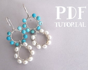 Wire Wrapping Tutorial: Two - Tiered 'Halo' Drop Earrings, PDF Tutorial / Jewelry Pattern